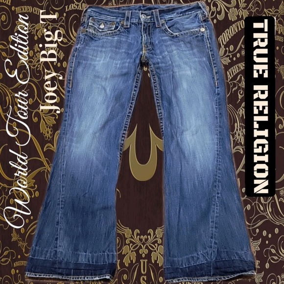 Sz33 True Religion Joey Big T Flare Jeans 100% Cotton - Picture 2 of 16